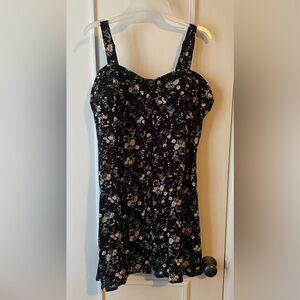 Black and White Floral Dress with Spaghetti Straps